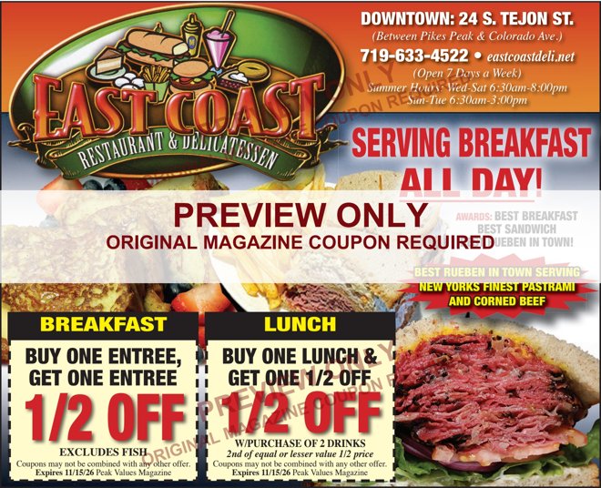 Original East Coast Deli advertisement