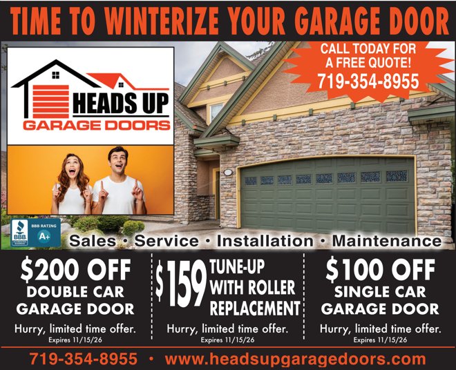 Original Heads Up Garage Doors advertisement