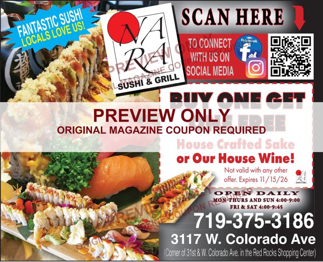 Original Nara Sushi & Grill advertisement