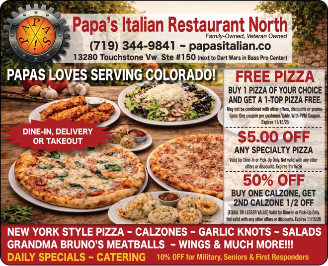 Original Papa’s Italian Restaurant North advertisement